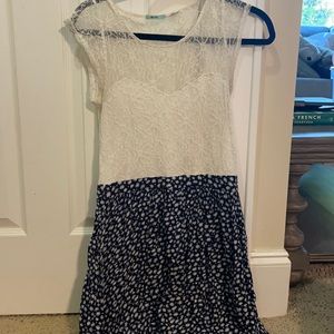 Lace top with patterned skirt dress